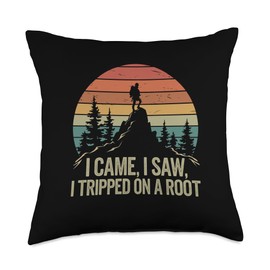 Vintage I Came I Saw I Tripped On A Root funny Throw Pillow