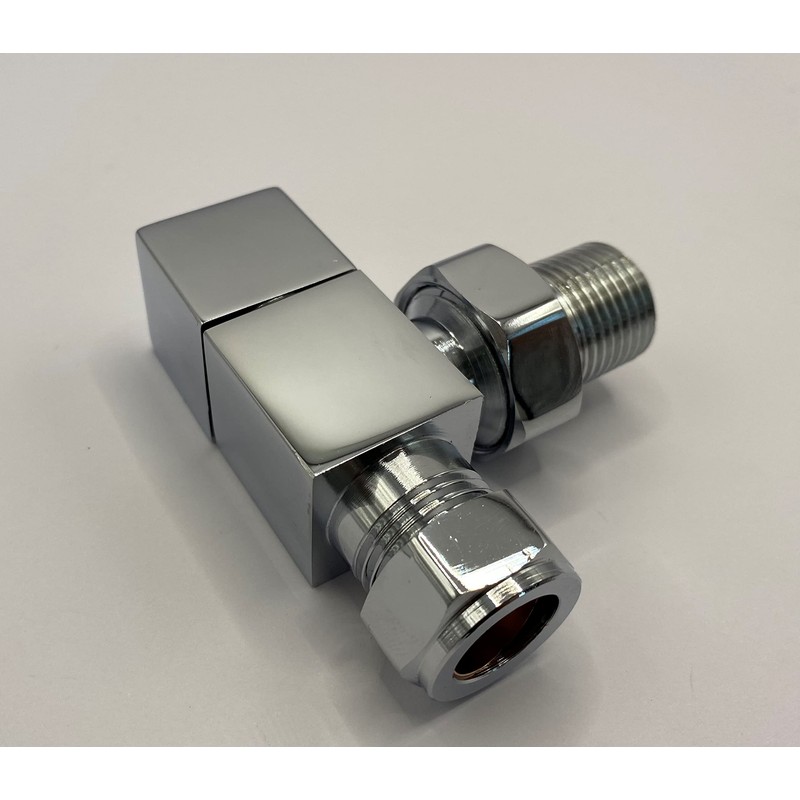 Greened House TEES Chrome Square Towel Rail/Radiator Valve Set 1/2"