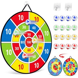 26" Dart Board for Kids with 16 Sticky Balls, Double Sided Dinosaur Dart Board, Indoor Outdoor Party Games Toys, Birthday Toys Gift for Age 5 6 7 8 9 10 11 12 Year Old Boys Girls