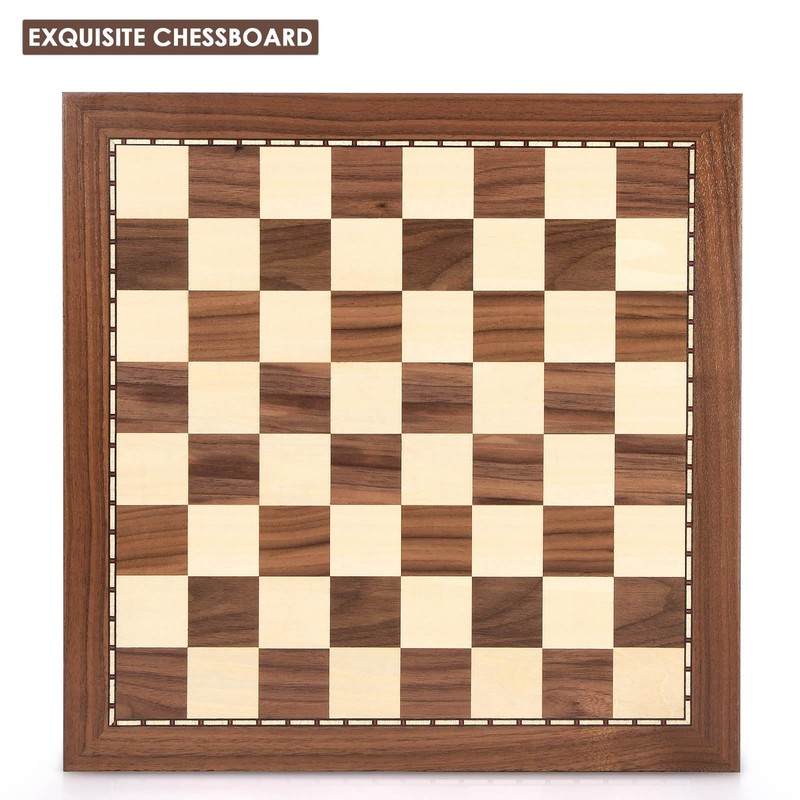 AMEROUS 15 Inches Walnut Wood Chess Board Only, Professional Tournament