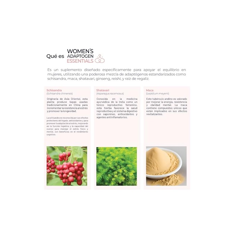 Eternal Nutrition Essentials Maca Adaptógenos Mujer 200 Cápsulas Schisandra Shatavari