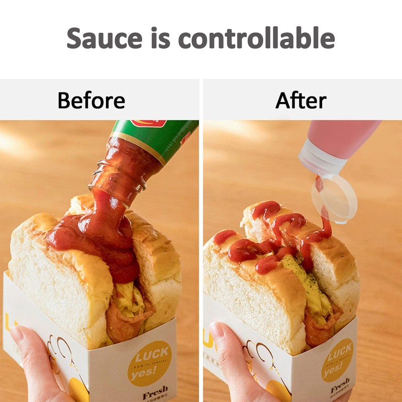 TACYKIBD 4Pcs Squeeze Salad Dressing Bottles, Leakproof Mini Sauce Condiment