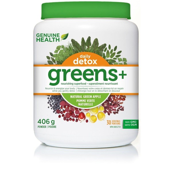 Genuine Health Greens+ DailyDetox Green Apple 406g