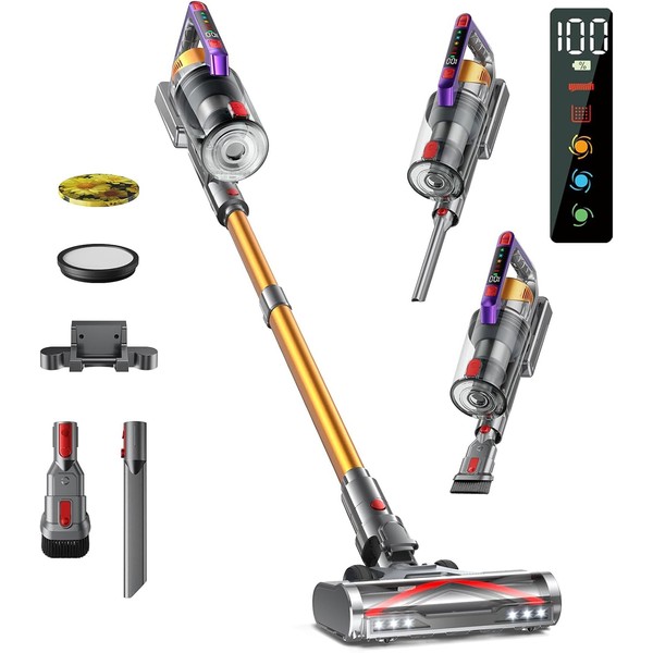 Cordless Vacuum Cleaner, 580W 48KPA 60Mins Vacuum Cleaners for Home,