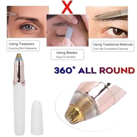 Eyebrow Epilator, Painless Hair Removal, Face Epilator with LED Light, Small and Portable, Cuts Nose and Ear Hair, for Removing Hair from Small Body Parts (Black)
