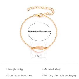TseenYi Bohemian Shell Bracelet Simple Fashion Wild Bracelet for Women and Girls (Gold)