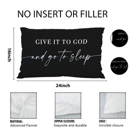 Knibeo Give It to God and Go to Sleep,Decorative Pillows Cover for Bed,Throw Pillows Cover for Bed,16x24 Inch Silk Pillow Case,Decorative Bed Pillows Cover for Bedroom Room（Black 16" x 24"）