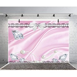 Leyiyi 5x3ft Luxury Jewelry Photography Background Shining Diamond Pearl Necklace Ornaments Ribbon Fashion Lady Dress Up Backdrop Kids Birthday Baby Shower Wedding Photo Portrait Vinyl Studio Prop