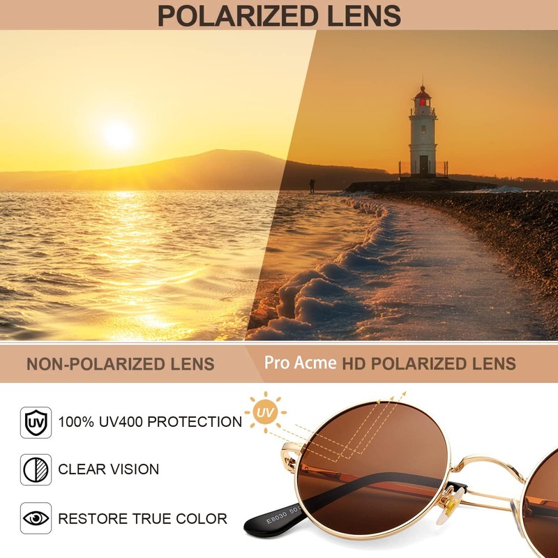 Pro Acme Retro Small Round Polarised Sunglasses for Men Women