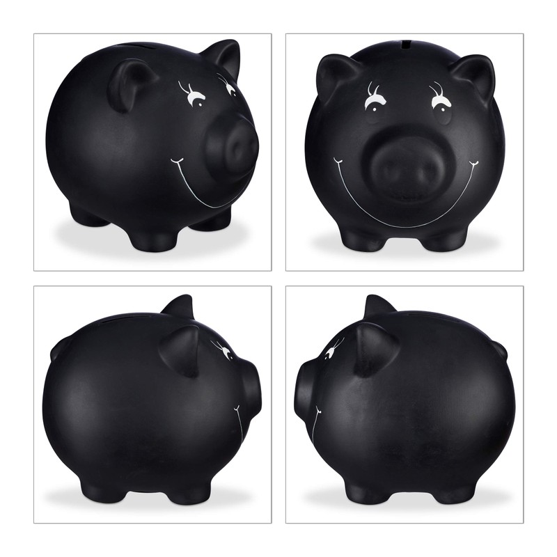 Relaxdays Piggy Bank to Write On, Ceramic, Wedding, Birthday, Christening,