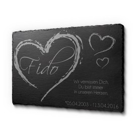 CHRISCK design Gravestone Slate 30 x 20 cm Graveside Plaque with Text Memorial Plaque with Engraving for Animals