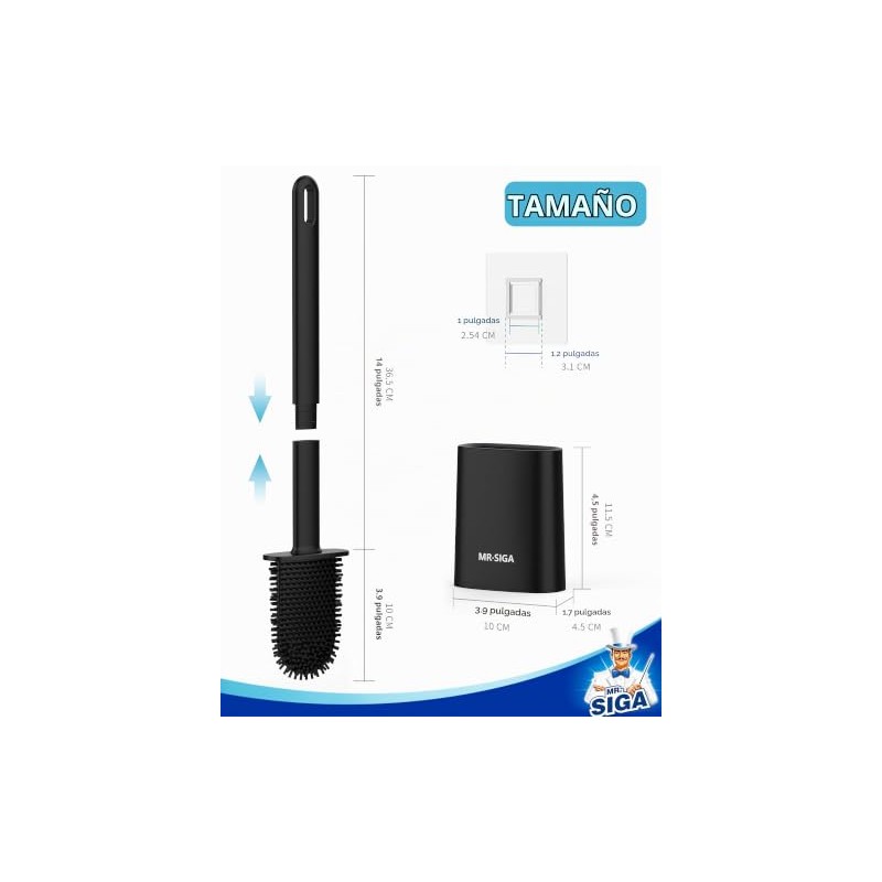MR.SIGA Cepillo para Inodoro con Soporte para Pared, Negro