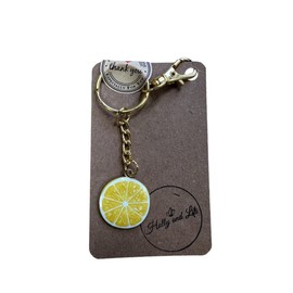 Keyrings, Handmade Keychains, Zipper Chains, Keyrings (Lemon - Gold)