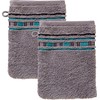 Erwin Müller Set of 2 Terry Towelling Wash Mitt Grey/Turquoise
