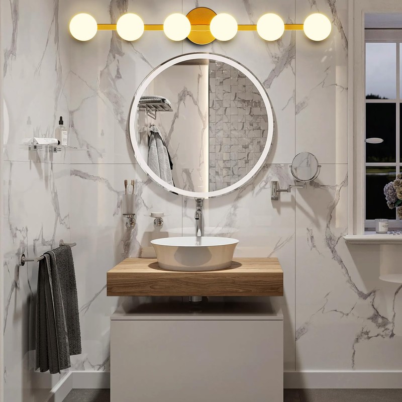 Lightdot 6-Light Modern Bathroom Vanity Light, 38" Gold Metal Frame