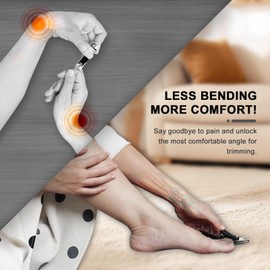 ILLFER Nail Clippers for Seniors Fingernail and Toenails, 360° Rotating Head Ergonomic Long Handle Premium Steel Nail Trimmer for Men Women
