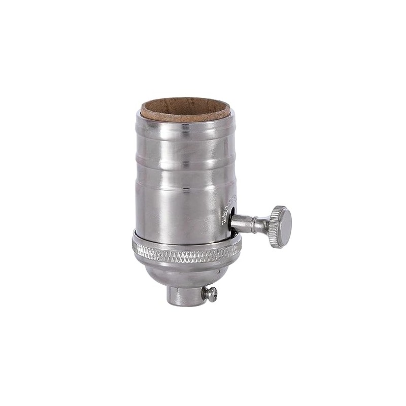 B&P Lamp® 3-Way, Turned Brass Lamp Socket (E26) with Satin
