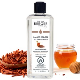 Maison Berger Enchanting Sandalwood Fragrance Refill – 1 Liter (33.8 fl oz) Oil for Lampe Berger Diffuser, Air Freshener Warm Woody Scent, 160 Hours Aroma, French Perfumery Heritage