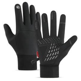 AWAVM Running Gloves, Thermal Touch Screen Gloves Winter Gloves Men Women for Cycling Biking Sports Walking Skiing Liners (Honor Black, L)