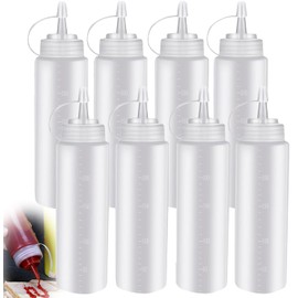 Wzenclave 8 Botellas de Dispensador Condimentos Tapas Giratorias Botellas y Condimentos Personalizados de Botellas de Plástico Muy Adecuados Para Salsa de Chile Aceite Juego de 7 Botellas de