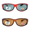 2 Extra Small Polarized Fit Over Sunglasses, Red and Brown