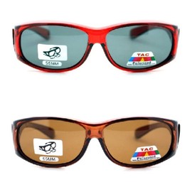 2 Extra Small Polarized Fit Over Sunglasses, Red and Brown