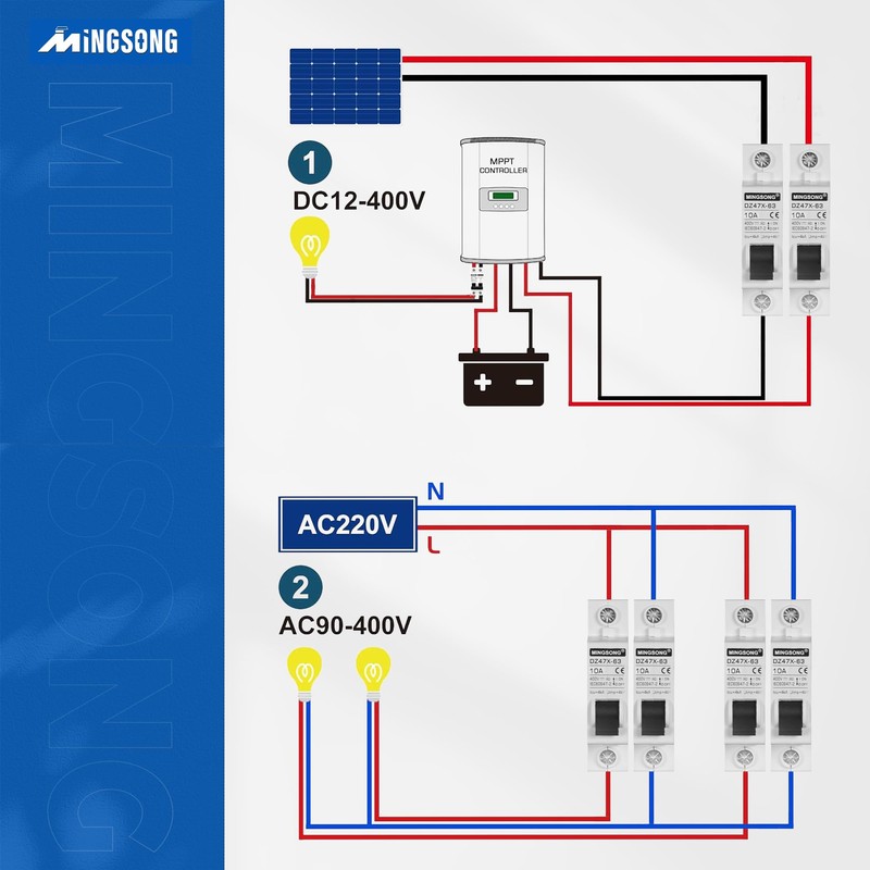 MINGSONG DC Solar Panels Disconnect Switch 10 Amp Solar Shut