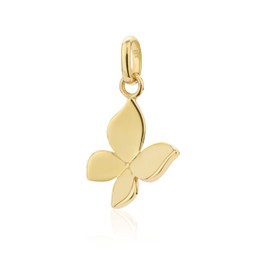 NKlaus Small Butterfly Pendant without or with Zirconia 333 Yellow Gold 12 mm Shiny or 10.6 mm Bi-Colour, Yellow Gold