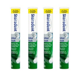 4 Pack Active Fresh Denture Cleaning Tablets - 120 Tablets, False Teeth Cleaner, Retainer, Denture & Mouth Guard Sterilising Tablets, Multipack Bundle for Fresh Hygiene and Stain Removal