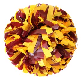 Danzcue 2 Pack 6 Inches Plastic Cheerleading Pom Pom with Baton Handle (Maroon-Gold, One Size)
