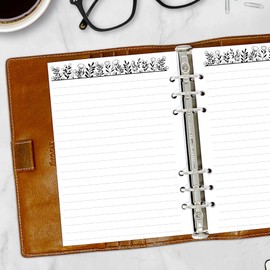 A5 Lined Floral Doodles Planner Insert Refill, 5.83″ x 8.27″, Fits 6-Rings Binders - Filofax, LV GM, Moterm, Choice of Quantity