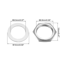 sourcing map 4 Set Guitar Nuts and Washers M9 Guitar Input Output Jack Socket Nuts Silver for Guitar Bass