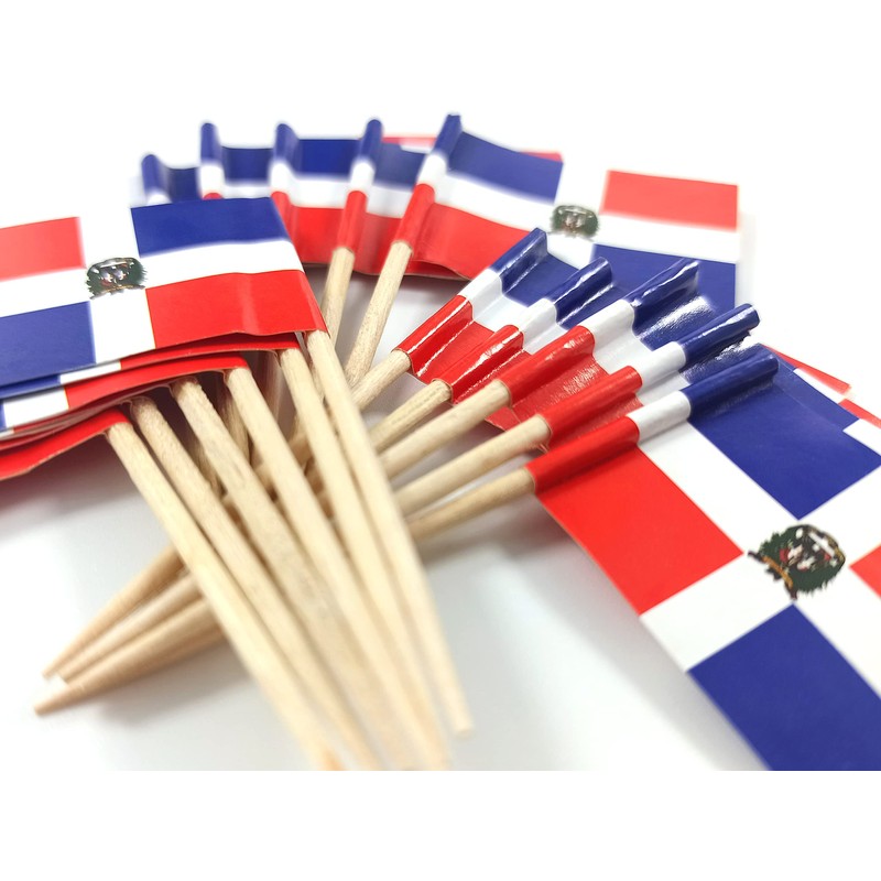 JBCD Dominican Toothpick Flag Mini Small Cupcake Topper Flags, 200pcs
