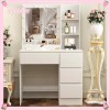 Yamissi White Makeup Vanity Desk Set with 10 LED Lighted
