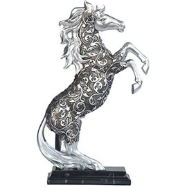 George S. Chen Imports SS-G-11679 Silver Toned Engraved Horse Standing Statue, 12"