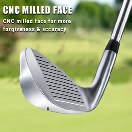 MAZEL 7 Iron Golf Club for Adult Men & Women- Upgraded Training Grip Golf Iron for Beginners,37 Inch (Silver Blue)