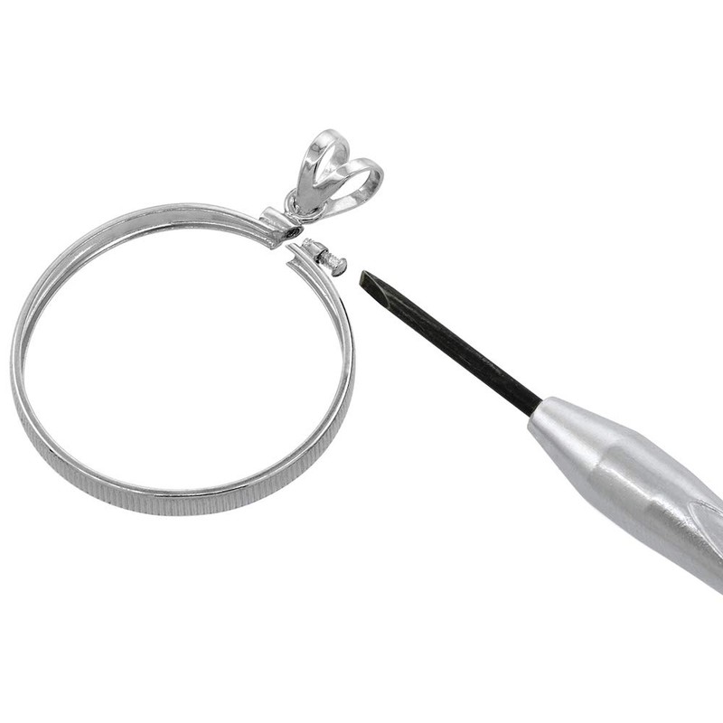 Sterling Silver Nickel Bezel Screw Top 21 mm Coin Edge