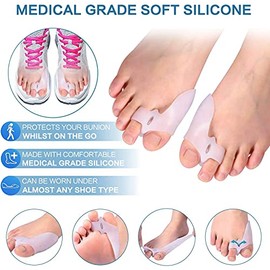Kit de Correctores de Juanete y Protectores | Corrector Hallux Valgus de Gel | Separador de Dedos de Gel | Protector de Juanetes | Férulas de Juanete | Correctores de Dedos Del Pie para Hombres y Mujeres 8 Piezas