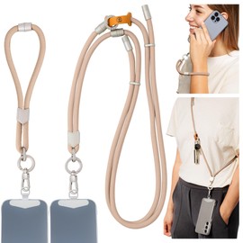 Pulpo 2 in 1 Anti Theft Phone Lanyard and Wrist Strap for iPhone and Android, Adjustable Cell Phone Leash and Universal Tether, Hands Free Strap for Travel Running and Everyday Use, Dusty Pink