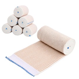 6 pieces elastic bandage, 10 cm x 4.5 m, reusable and breathable