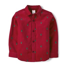 Gymboree,and Toddler Long Sleeve Button Up Shirts,Red Christmas Trees,3T