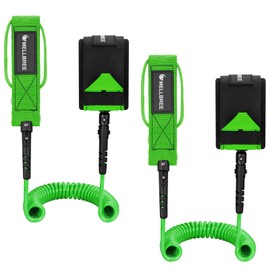 Mellbree Surfboard Leash, 2Pack 10 FT Tangle-Free Boogie Board Leash for Sups, Paddle Boards 7mm Anti Fracture with Comfortable Ankle Cuff Accompanying Surfers for Safer Surfing, Green