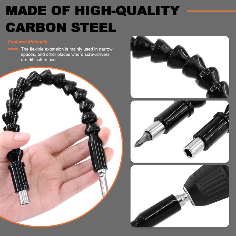 Tanstic 18Pcs Flexible Drill Bit Extension Set, Includes Bendable Drill