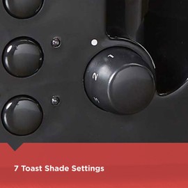 BLACK+DECKER 4-Slice Toaster, TR1410BD, Extra-Wide, 7 Shade Settings, Crumb Trays, Gloss Black