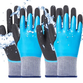 GAVOROHANS 2 Pairs Thorn Proof Gardening Gloves Waterproof Work Gloves Durable Superior Grip Double Latex Coated Gardening Gloves for Maintenance Garden Logistics Warehousing Outdoor Activities (L)