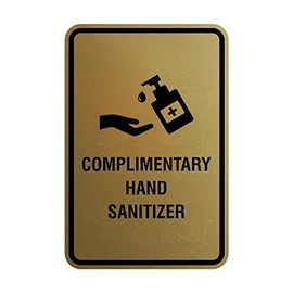 Signs ByLITA Portrait Round Complimentary Hand Sanitizer Sign (Brushed Gold) - Small