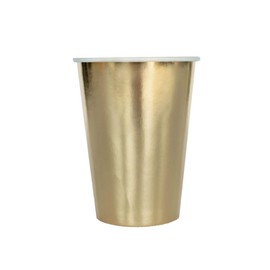 Jollity & Co Shade Paper Cups - 12-oz Party Cups in Gild Gold - Pack of 8 Disposable Paper Cups - Easy to Mix and Match - Paper Cups to Suit All Occasions and Birthday Decorations