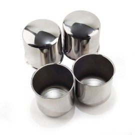 Rheedal 4Pcs 4.25inch Stainless Trailer Wheel Center Caps Push Through 4.19" Bore 4.33" Tall Curved Hub Cap for Truck SUV RV Wheel Rim, Chrome Wheel Cover