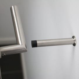 Stoppwerk Wall Mounted Door Stop 10cm - Long Stainless Steel Door Stopper incl. Mounting Material and Rubber Buffer - Protector Size Ø1,6cm H:10cm