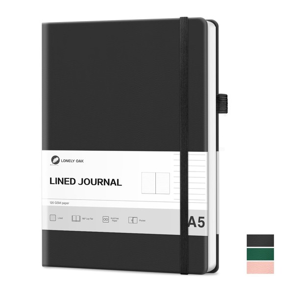 Lonely Oak Lined Journal Notebook, A5 Hardcover Lined Notebook for